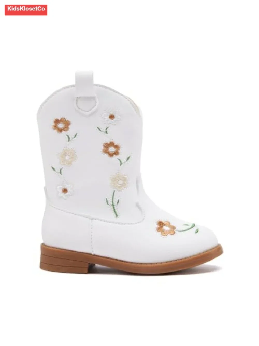 Toddler Girls Cowgirl Boots Mid Calf Western Flower Pointed Toe Riding Shoes